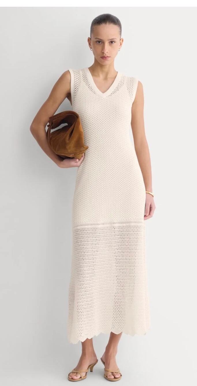 Everlane NWOT Lace Knit Maxi Sweater Dress W/Slip Bone Small Organic Cotton